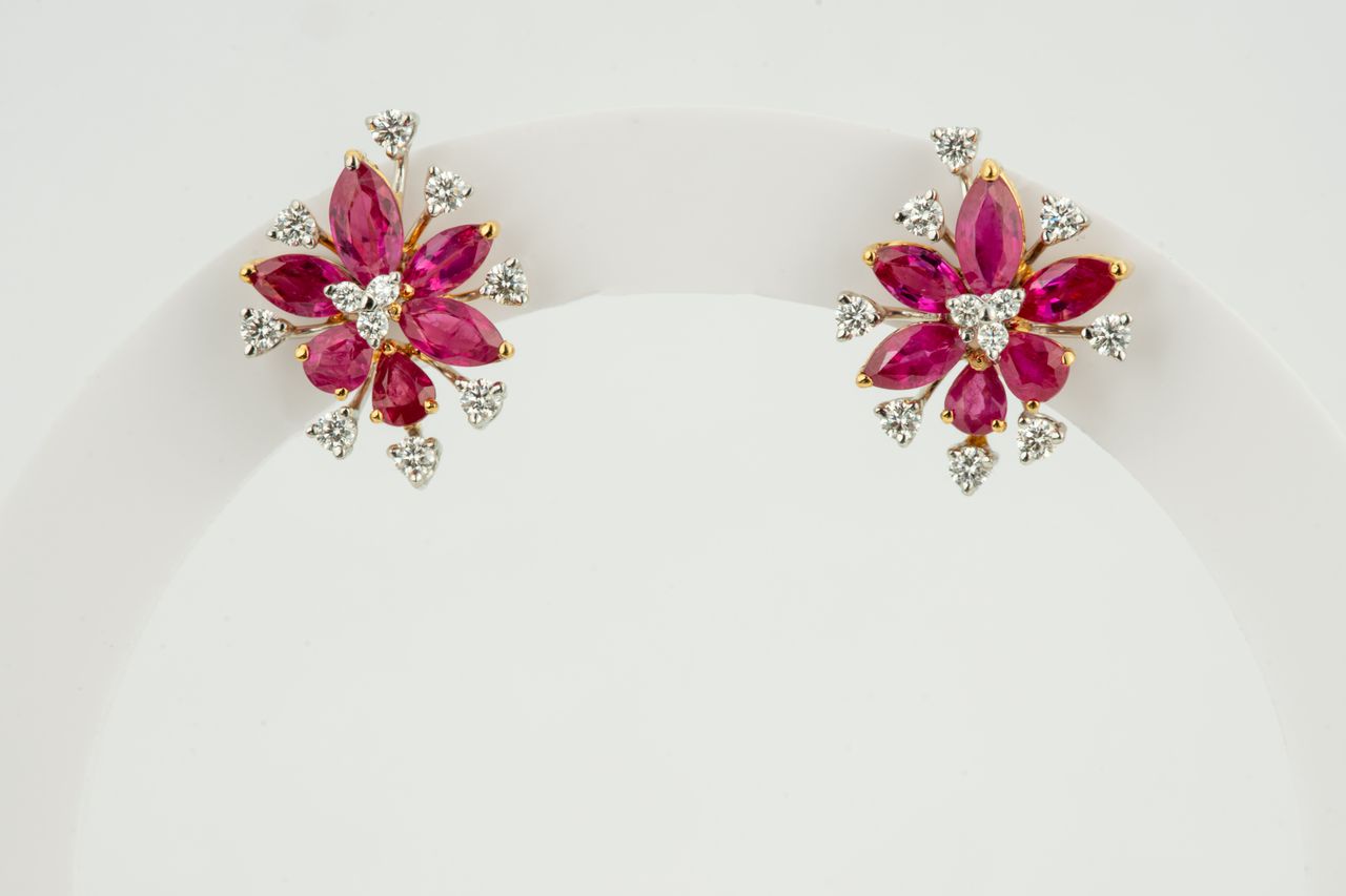 Celeste Ruby Diamond Studs