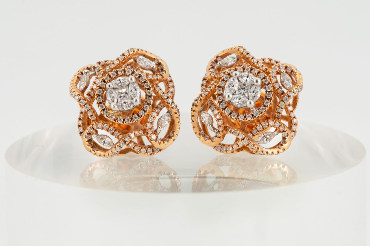Rosette Lace Diamond Studs