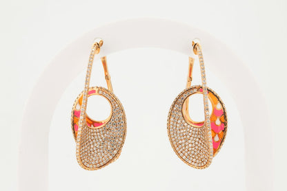 Saffron Arc Meenakari Diamond Hoops