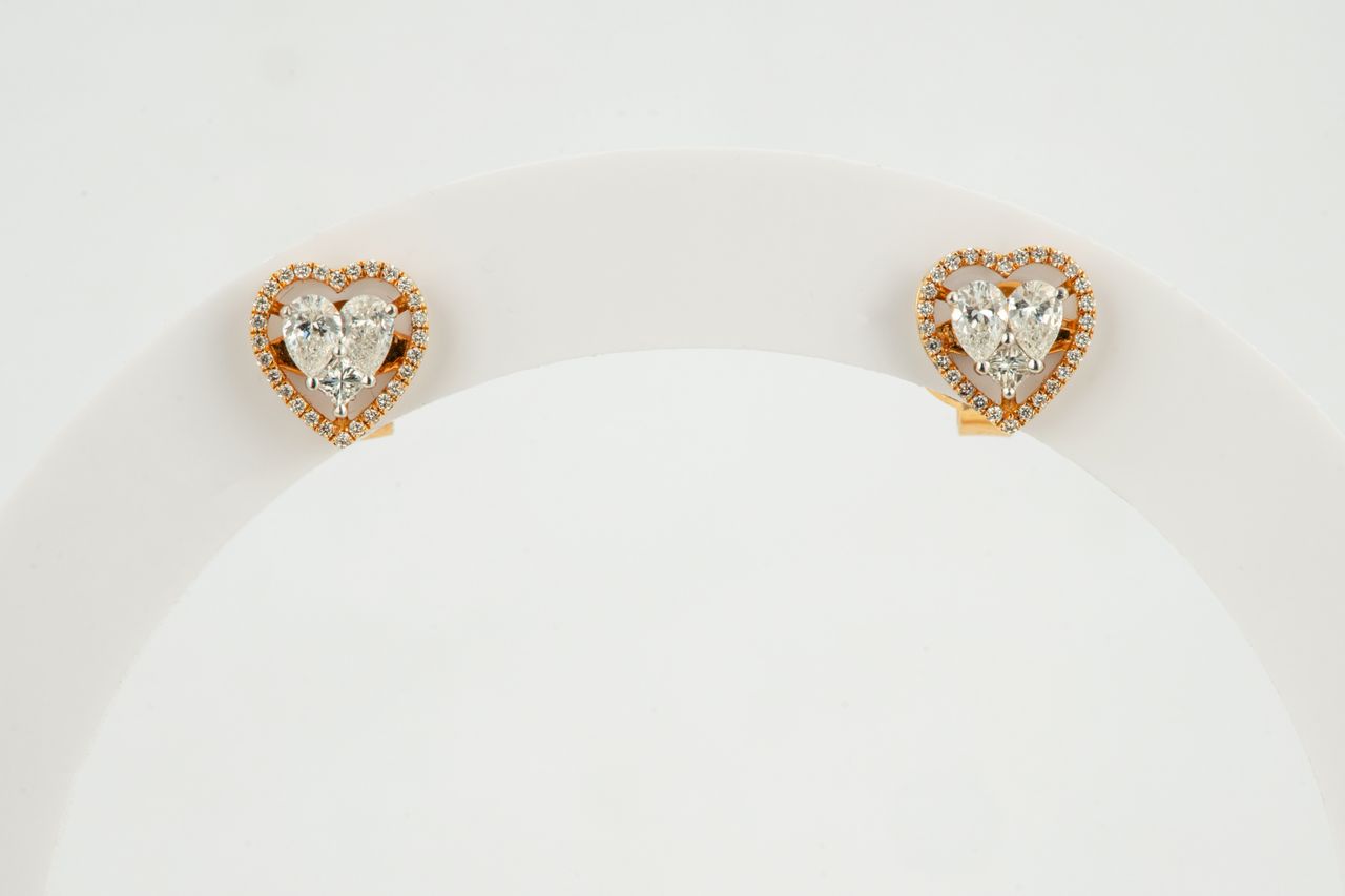 Paired Heart Diamond Studs