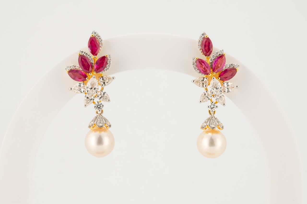 Rosa Lumière Ruby & Pearl Drop Earrings