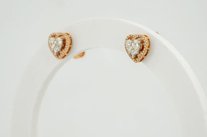 Paired Heart Diamond Studs